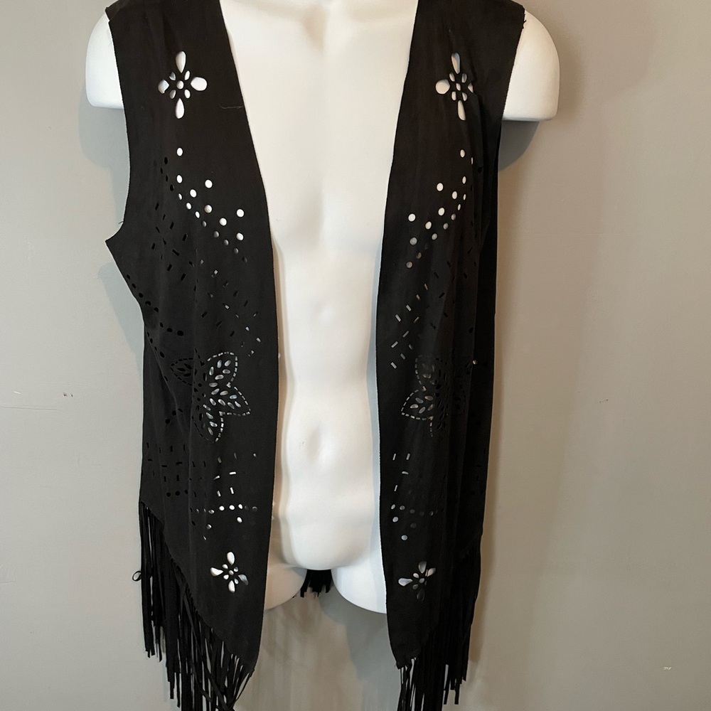 Black Fringe Sleeveless Vest